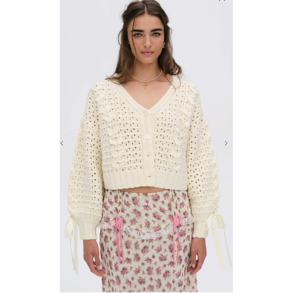 For Love And Lemon‎ Creme Laurel Oversized Cardigan Sz Small